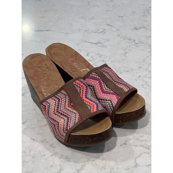 Blowfish Malibu Women’s Hula Platform Wedge Slip On Sandals Size 9 Beige Comfort - Picture 2 of 7